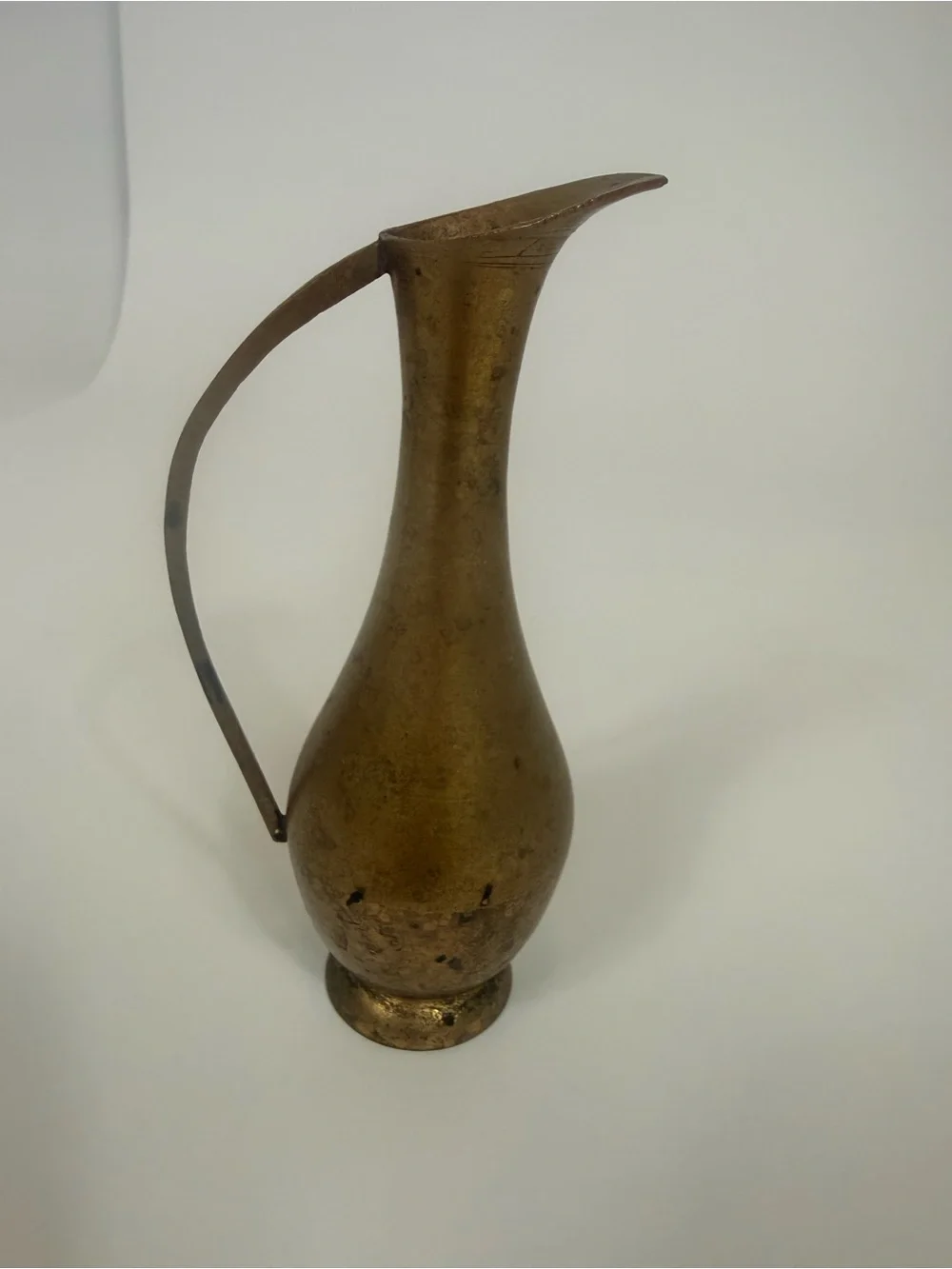 Vintage Solid Brass Bud Vase With Handle Small India tarnish